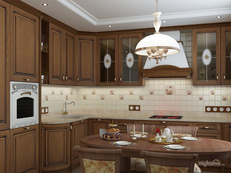 Кухня в классическом стиле коричневая