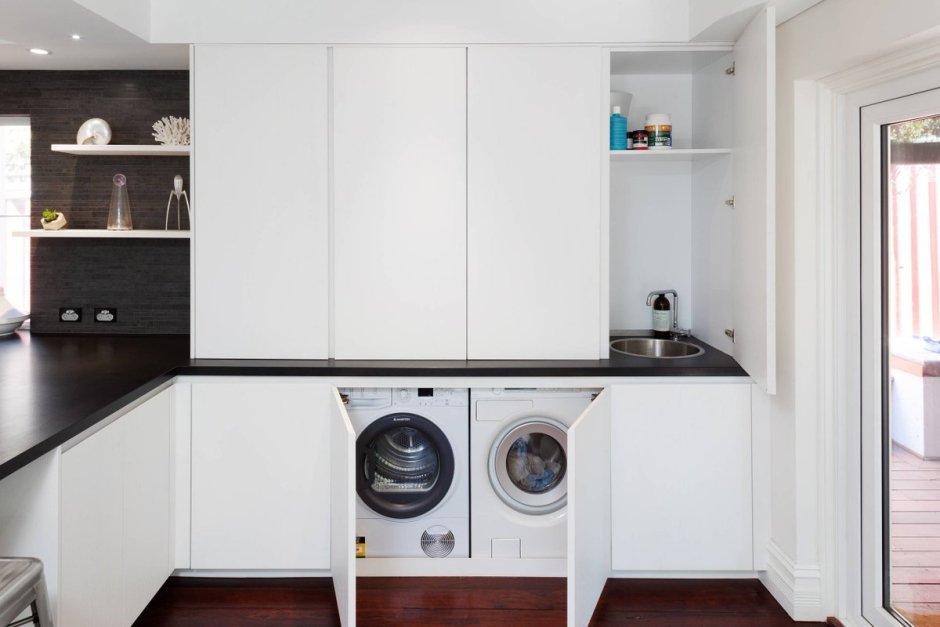 Белая кухня икеа стиральная машина