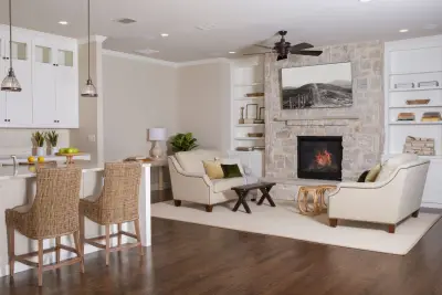 Гостиная совмещенная с кухней — интерьер гостинной