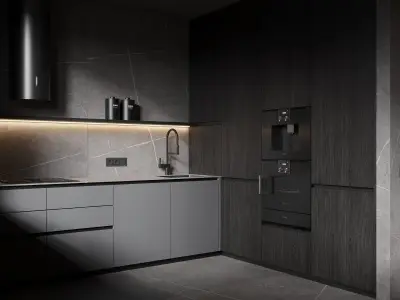Кухня в темных тонах — интерьер кухни