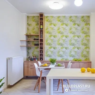 Дизайн кухни стен — интерьер кухни с обоями
