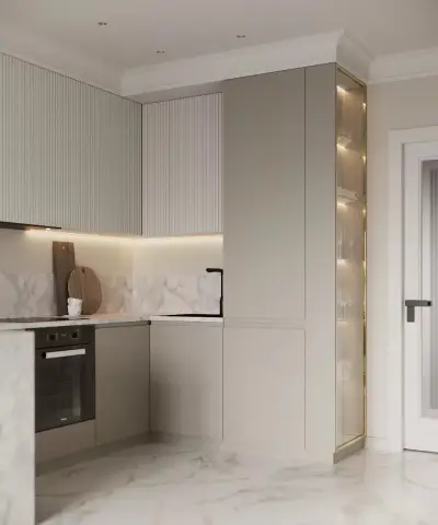 Жк promenade дизайн интерьера квартиры 55 м2 — кухня неоклассика