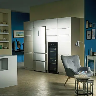 Холодильник haier — дизайн кухни с двухдверным холодильником