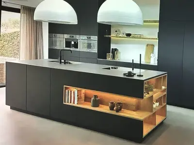 Прямая кухня с островом в современном стиле вЂ” интерьер кухни