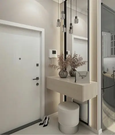 Дизайн прихожая в современном стиле с зеркалом — интерьер прихожей