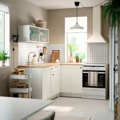 Угловая кухня белый каркас ikea knoxhult кноксхульт 595.812.85