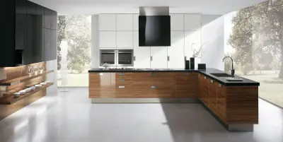 Кухня дерево глянец — стильная кухня шпон