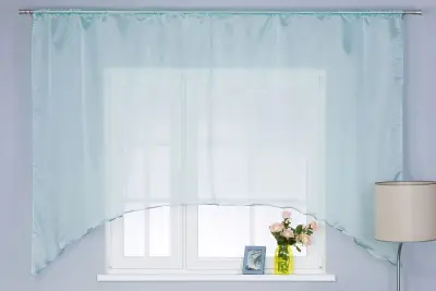 Штора-тюль для кухни арка witerra 285x160см голубой вуаль пэ100%