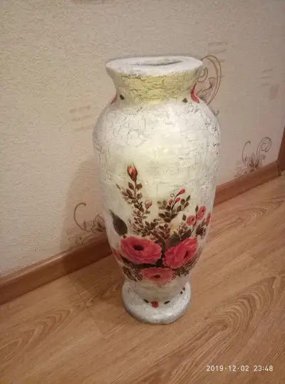 Декупаж вазы — напольная ваза