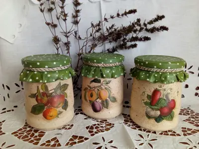 Банка для сыпучиx продуктов — декупаж банки