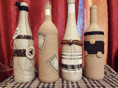 Декор бутылок своими руками оригинальные — декорирование бутылок