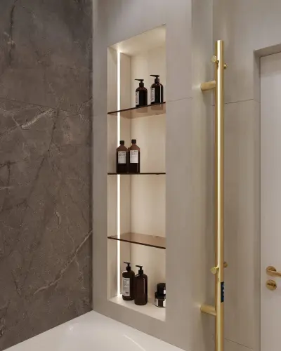 Встраиваемые полки в ванной — дизайн проект