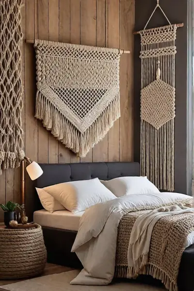 Изделия из макраме в интерьере — панно макраме