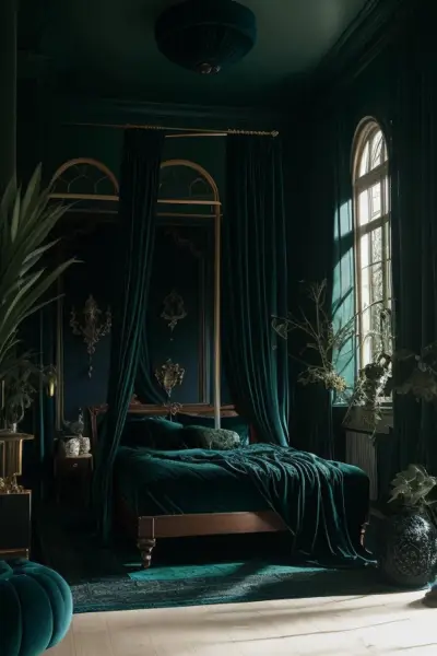 Спальни интерьер — спальня зеленая