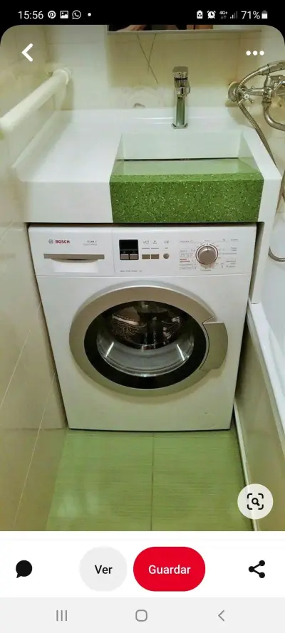 Раковина над стиральной машинкой из искусственного камня