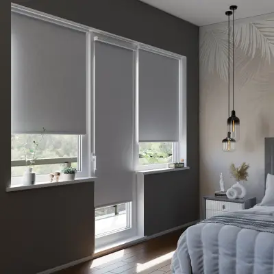 Рулонная штора ролло блэкаут \ сатин\ серый 80 см высота 250см