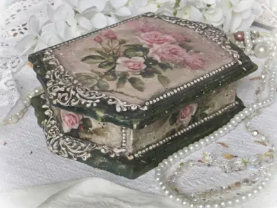 Декупаж шкатулки — винтажная шкатулка