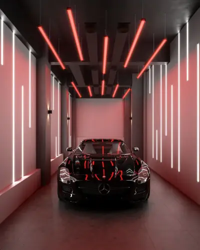 Мерседес amg — интерьер гаража