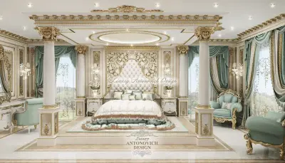 Дворец luxury antonovich design — спальня в стиле барокко