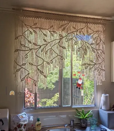 Занавеска для окна в стиле макраме — шторы макраме