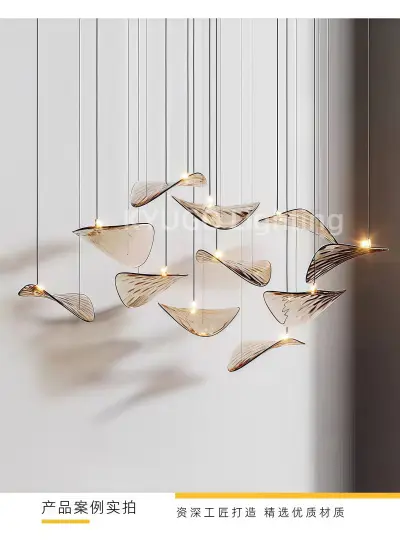 Люстра wave floating leaf янтарь теплый свет — подвесной светильник