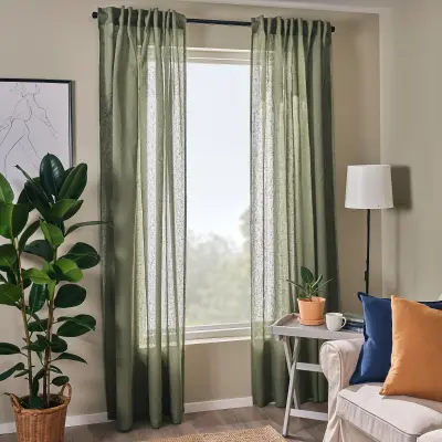 Шторы ikea дытог серо-зеленые 145x250 см — шторы айна икеа