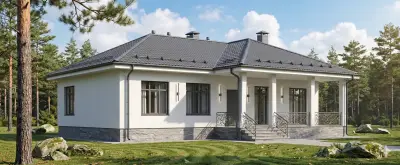 Новый проект одноэтажного загородного дома 156 м2 — одноэтажные дома из газобетона