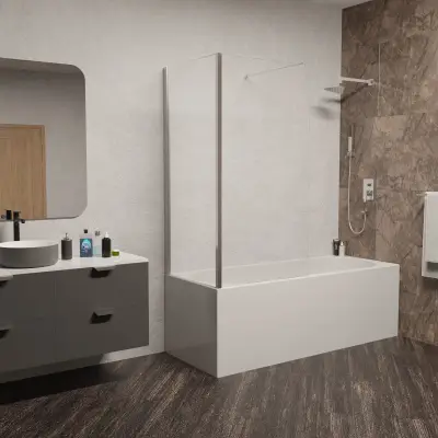 Стеклянная шторка на ванну — душевая шторка на ванну belbagno uno
