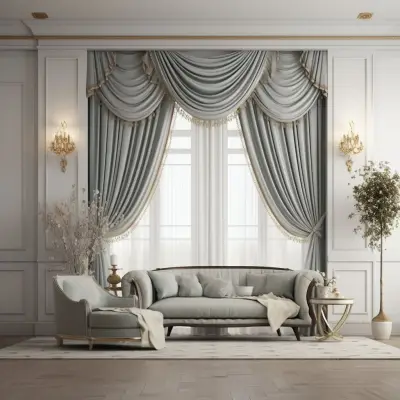 Интерьер гостинной — дизайнерские шторы