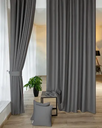 Комплект штор evrika home амадео-комплект-остатки 250х300см серый блэкаут