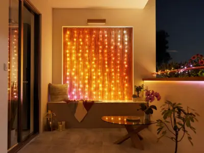 Гирлянда штора twinkly curtain — гирлянда в интерьере
