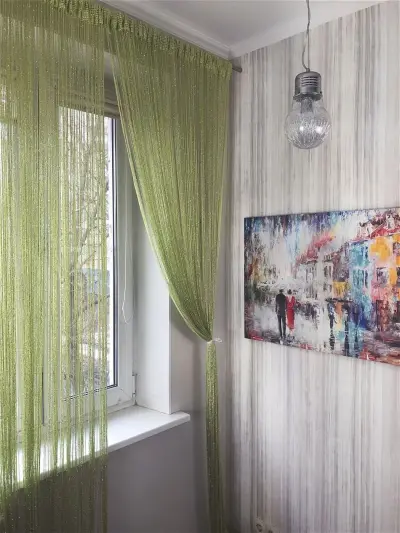 Нитяная штора vershtor кисея однотонная 3х2.85м светло-салатовая