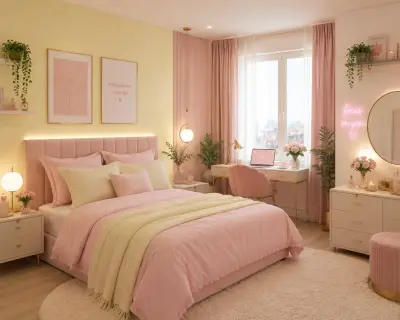 Розовый интерьер — интерьер спальной