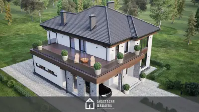 Проект дома двухэтажного с террасой