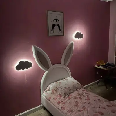 Детская кровать массмебель с ушами с мягкой спинкой funky bunny розовая