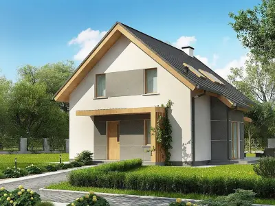 Дома из газобетона проекты — двухэтажный дом с двухскатной крышей