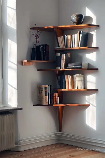 Угловая книжная полка — угловые полки в интерьере