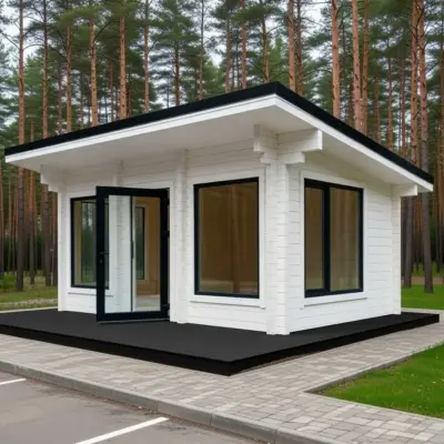 Дома из мини бруса — беседка с панорамным остеклением