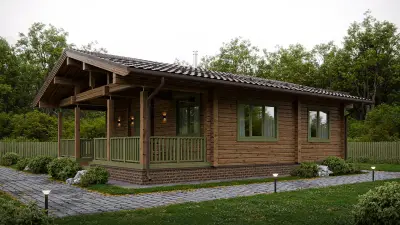 Проект дома из клееного бруса — одноэтажный дом шале