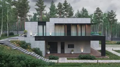 Проект дома с плоской крышей в современном стиле