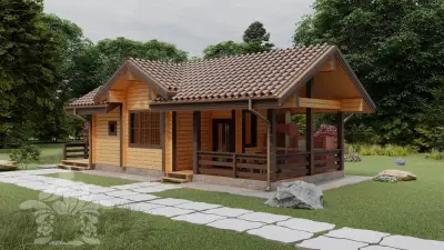Проект бани из клееного бруса — баня из бруса с террасой
