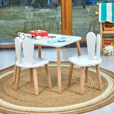 Комплект детской мебели dimdomkids стол овал белый стул зайка