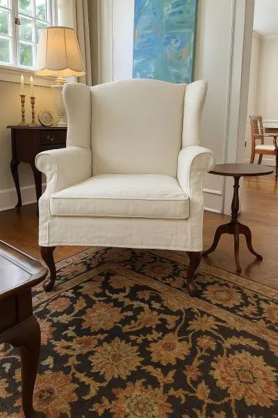 Кресло мягкое с ушами белое collins wingback chair — кресла