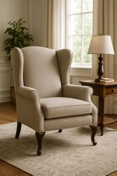 Кресло collins wingback chair белый лён — кресла в интерьере