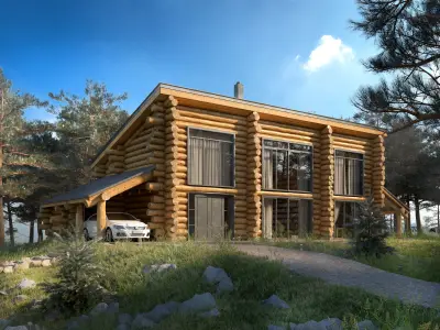 Современные дома из бревна — проект деревянного дома из бревна